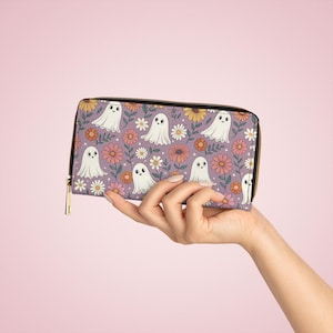 Ghost Zipper Wallet, Spooky Wallet, Halloween Wallet, Cute Ghost Wallet, Ghost Lover Gift, Zipper Pouch