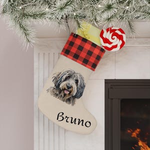 Personalized Bergamasco Holiday Stocking, pet dog Christmas stocking, gift for dog lovers, dog owners gift, Christmas gift