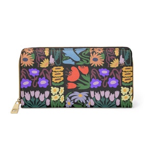 Portefeuille floral coloré, portefeuille d'art Matisse, portefeuille d'art fait main, portefeuille pour femme, imprimé jardin botanique, cadeau pour elle, couleurs vives