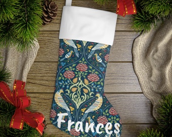 William Morris stocking, Boho vintage style holiday stocking, Christmas stocking, Christmas decor, gift for art lovers