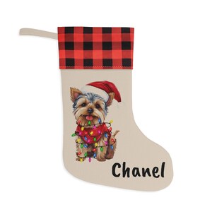 Personalized Yorkie Holiday Stocking, pet dog Christmas stocking, gift for dog lovers, dog owners gift, Christmas gift