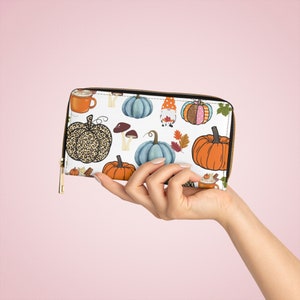 Kürbis Print Geldbörse, Halloween Geldbörse mit Reißverschluss, Kürbis Brieftasche, Damen Geldbörse, Geschenke für sie