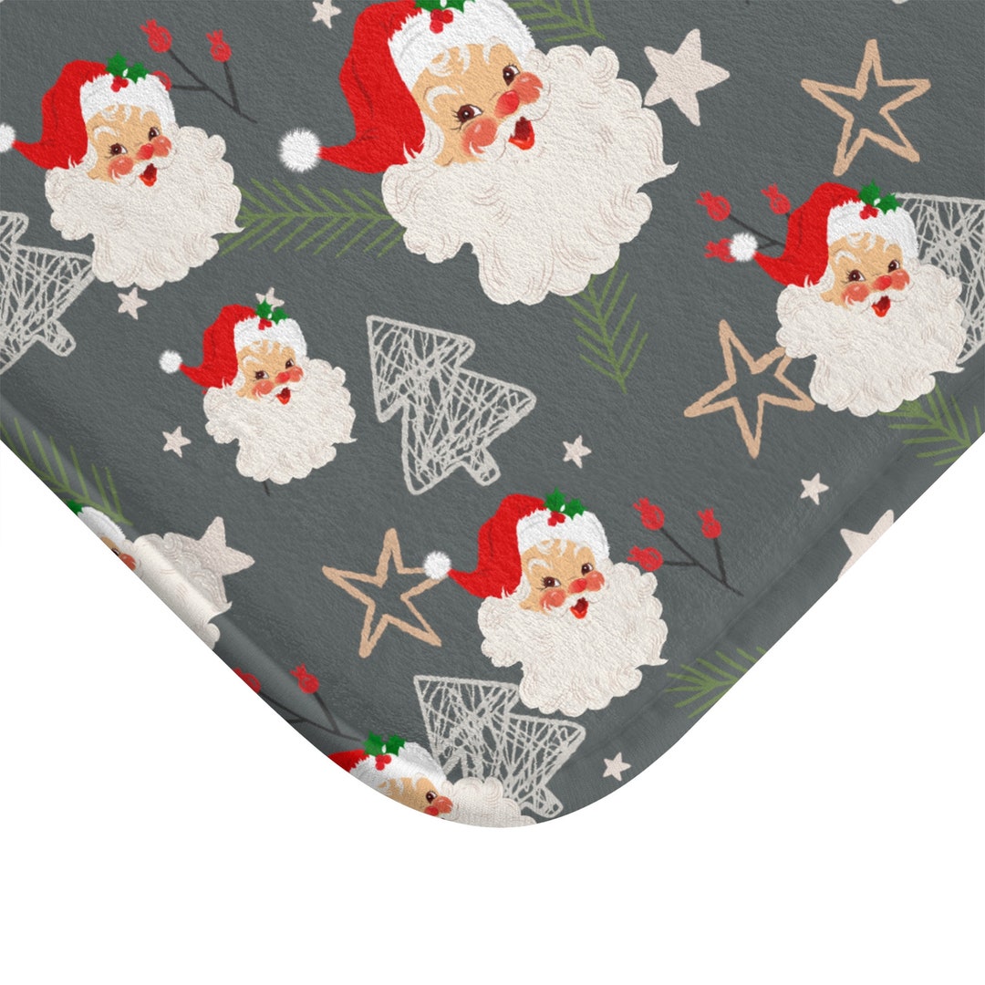 Vintage Santa Bath Mat Christmas Decor Bathroom Decor Etsy