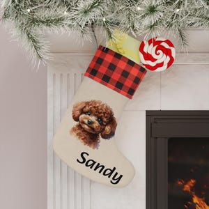 Toy poodle Stocking, Christmas Gift, Holiday Dog Stocking, Personalized Pet Gift, Festive Dog Decor, Custom Dog Christmas Stocking, Santa