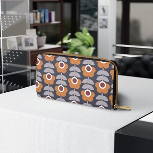 Skandinavisches Design Brieftasche, Florale Brieftasche, Boho Modern Reißverschluss Brieftasche, Geschenke für sie, Frauen Reißverschluss Geldbörse