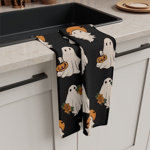 Ghost Print Soft Tea Towel, Cute Ghost Print, Ghost Print Kitchen Towel, Halloween Kitchen Towel, Halloween Tea Towel, Halloween Kitchen