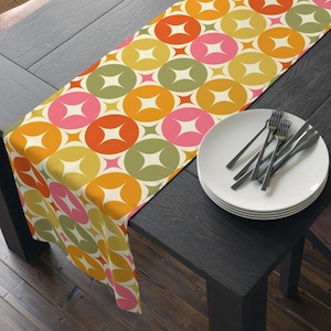 Retro Starburst Table Runner, Mid century modern Home Decor, Dining Table decor, Boho Table Decoration, Elegant Kitchen Table Runner