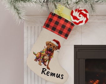 Rhodesian Ridgeback Holiday Stocking, pet dog Christmas stocking, gift for dog lovers, dog owners gift, Christmas gift