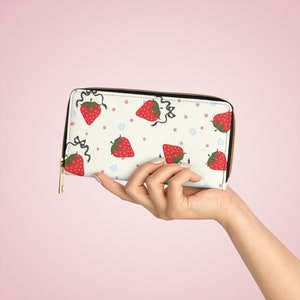 Zarte Bögen und Beeren Reißverschluss-Geldbörse Coquette Chic Niedliche Damen Geldbörse