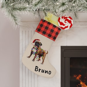 Boxer Holiday Stocking, pet dog Christmas stocking, gift for dog lovers, dog owners gift, Christmas gift