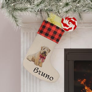 Personalized Soft coated Wheaton terrier Holiday Stocking, pet dog Christmas stocking, gift for dog lovers, dog owners gift, Christmas gift
