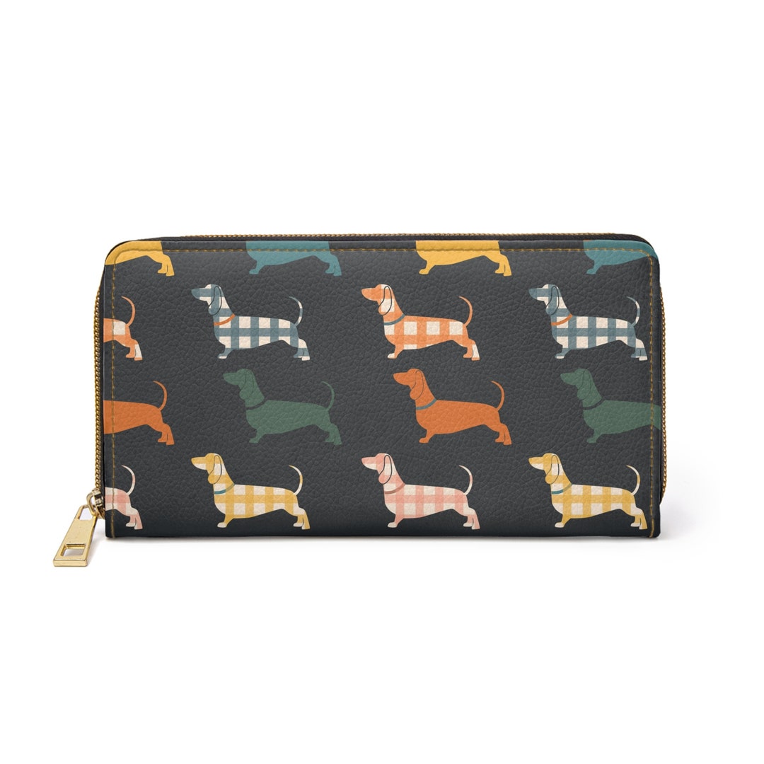 Dachshund Zipper Wallet, Dackel Dog Wallet, Vegan Leather, Women Dog