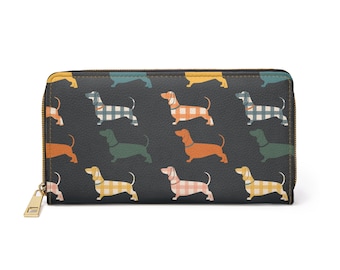 Dachshund Zipper Wallet, Dackel Dog Wallet, vegan leather, Women Dog Wallet, Dachshund Wallet, Dog Lover Gift, Dachshund Mom, Weiner dog