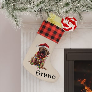 Mastiff Holiday Stocking, pet dog Christmas stocking, gift for dog lovers, dog owners gift, Christmas gift