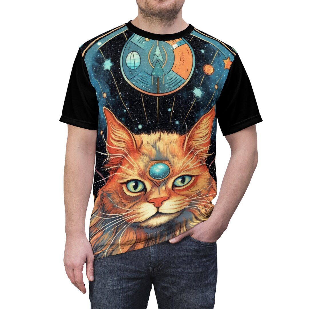 Cosmic Kitty Tshirt, Cat in Space Shirt for Cat Lovers, Shirt for Sci