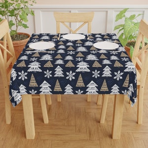 Christmas Tree and snowflakes Tablecloth Christmas Table Cover Christmas Party Christmas Tableware Holiday Party Christmas Decor Holiday