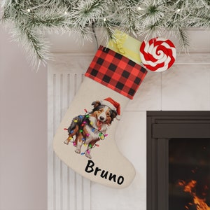 Collie Holiday Stocking, pet dog Christmas stocking, gift for dog lovers, dog owners gift, Christmas gift