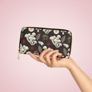 Pilz mit Mottenwald Reißverschluss Geldbörse, Damen Geldbörse, Boho Geldbörse, all over print Reißverschluss Geldbörse, Damen Reise Geldbörse, süße Geldbörse