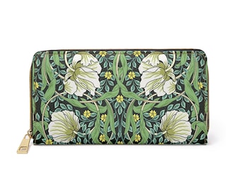 William Morris art wallet, Boho vintage floral wallet, womens zipper wallet, cute aesthtic wallet, womens travel wallet