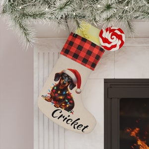 Personalized Dachshund Holiday Stocking, pet dog Christmas stocking, gift for dog lovers, dog owners gift, Christmas gift