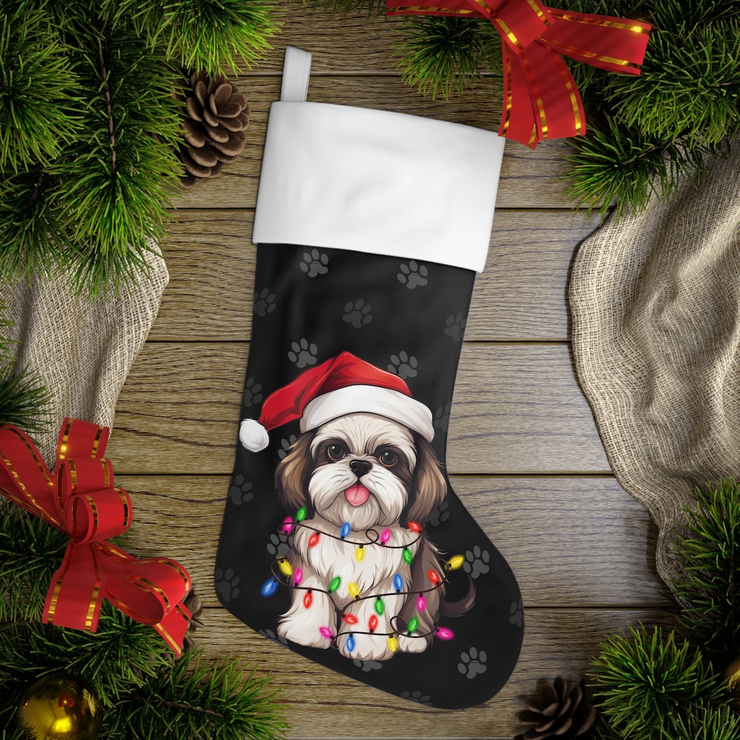 Shih tzu christmas stocking personalized