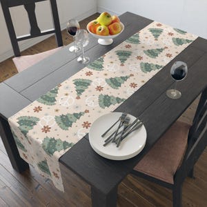 Christmas Tree table runner, Christmas Decor, Holiday Dining, Festive Home Decor, Christmas Tablecloth, Cotton Table Linen
