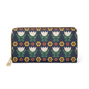 Floral wallet, Scandinavian design, cute womens wallet, vegan leather, flower wallet, Boho wallet, Elegant wallet, aesthetic