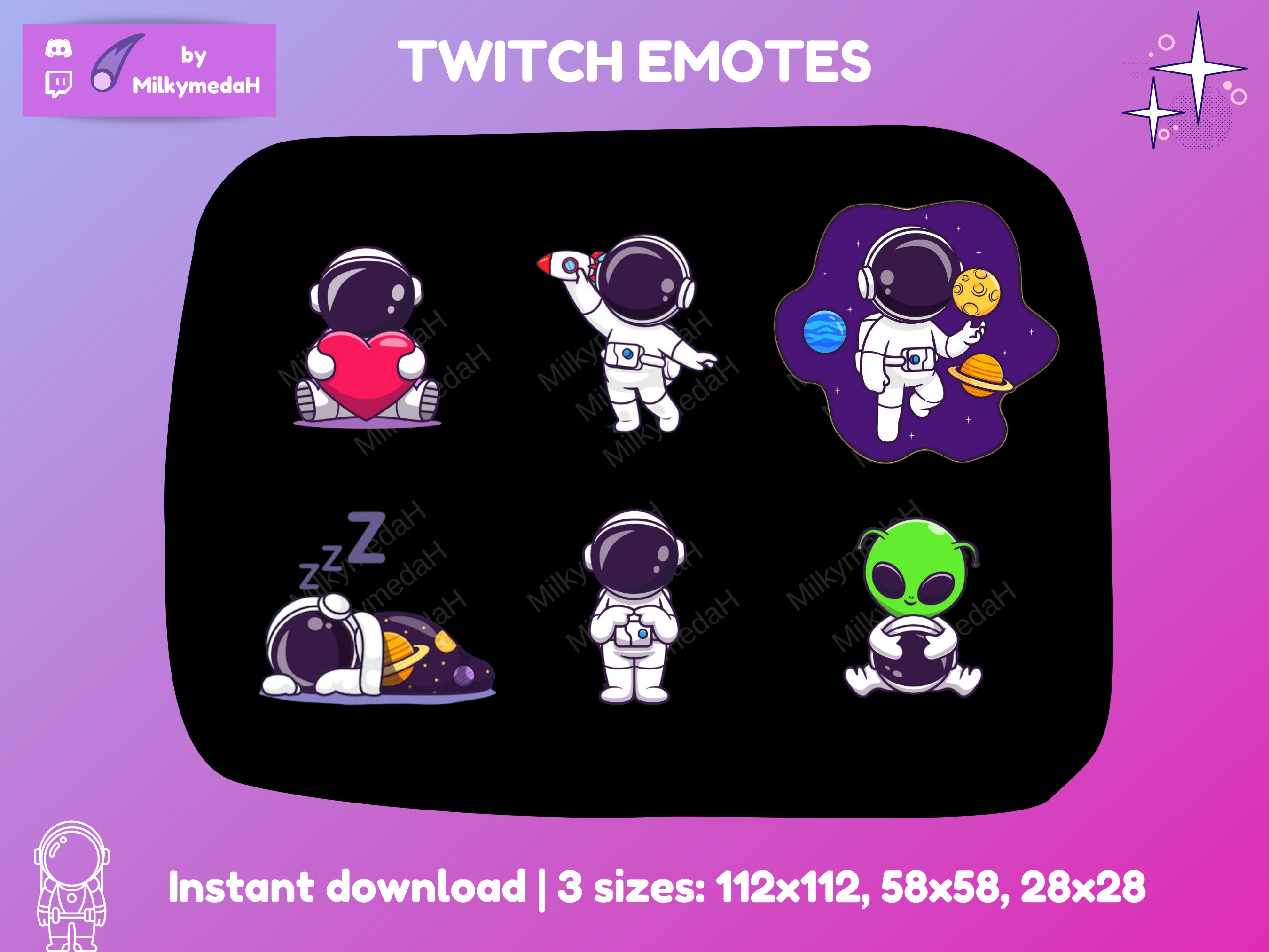 Twitch Astronaut Emote Discord Emote Cute Astronaut Sub Etsy