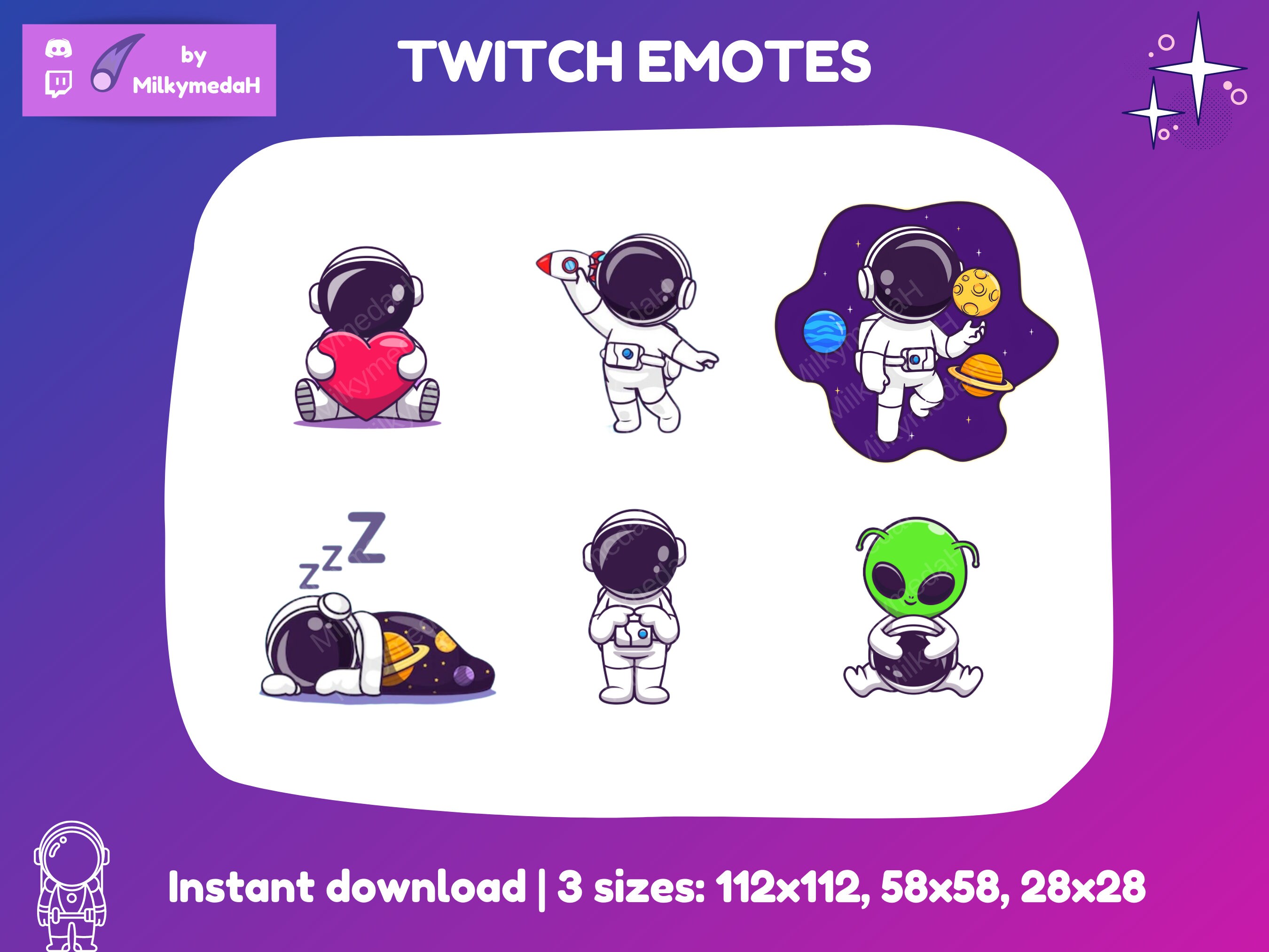 Twitch Astronaut Emote Discord Emote Cute Astronaut Sub Etsy
