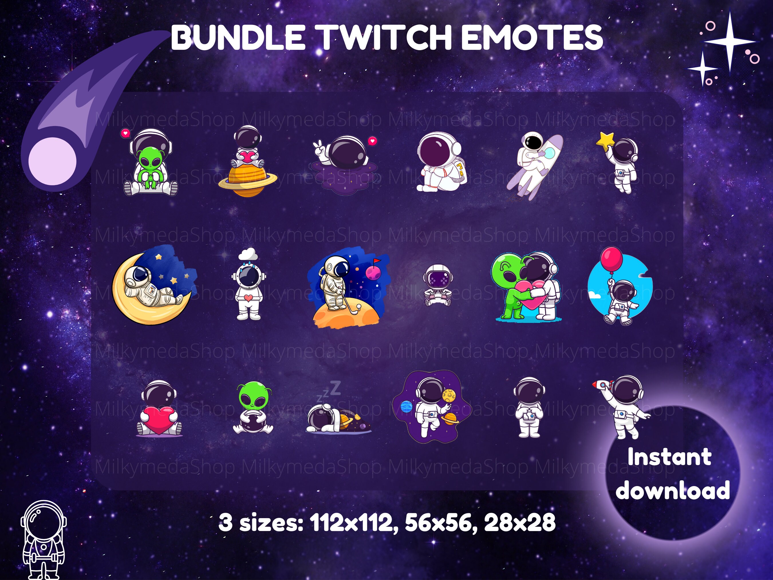 Bundle Twitch Astronaut Emote Discord Emote Cute Astronaut Sub Badges