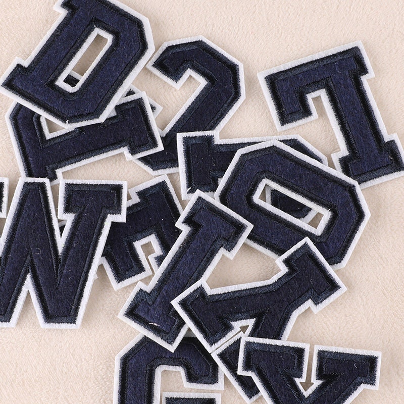 Navy Blue Letter Patch Iron on Varsity Letter Patch Etsy