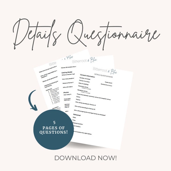 Wedding Details Questionnaire, DIY BRIDE, PLANNING