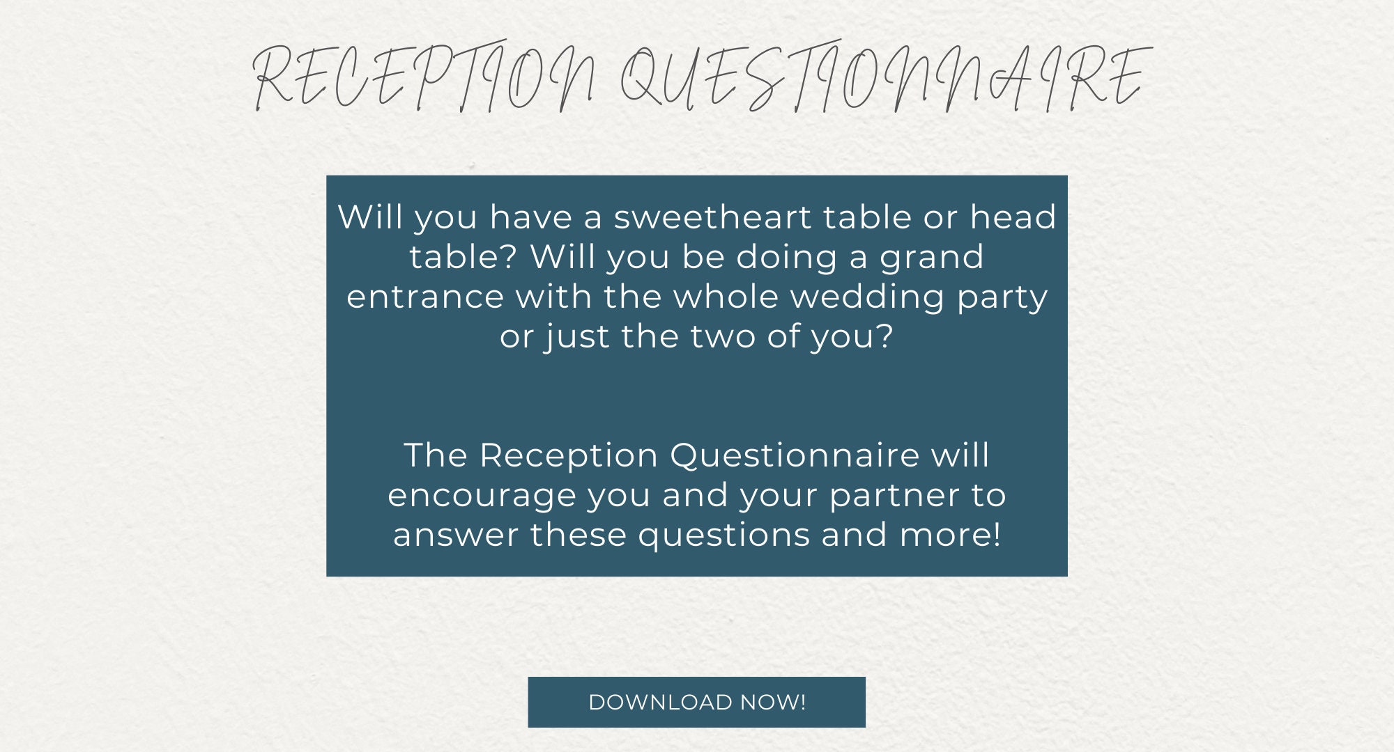 Wedding Reception Questionnaire, DIY BRIDE, PLANNING Etsy
