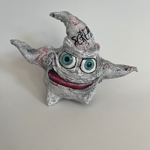 Ghost, scary, spooky, horror, monster, paper mache, paper mache monster, Halloween, halloween decor, glow in the dark eyes , zipper