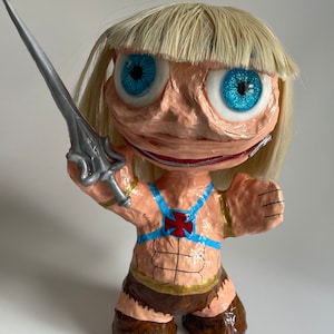 He-Man, Masters of Universe,Paper mache monster, Glow in the dark monster, Halloween, Halloween Decor, Zipper mouth