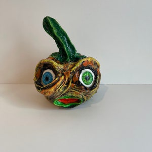 Citrouille, Citrouille en papier mâché, Citrouille brillante dans le noir, Halloween, Décor d’Halloween, Bouche à fermeture éclair