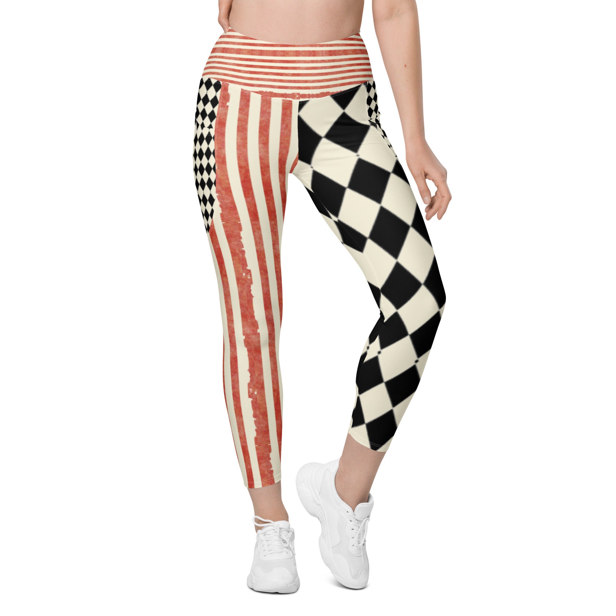 Alexvyan 24 to 30 Black & White Vertical Striped Leggings Tights Women  Circus Stripe Leggings Ladies