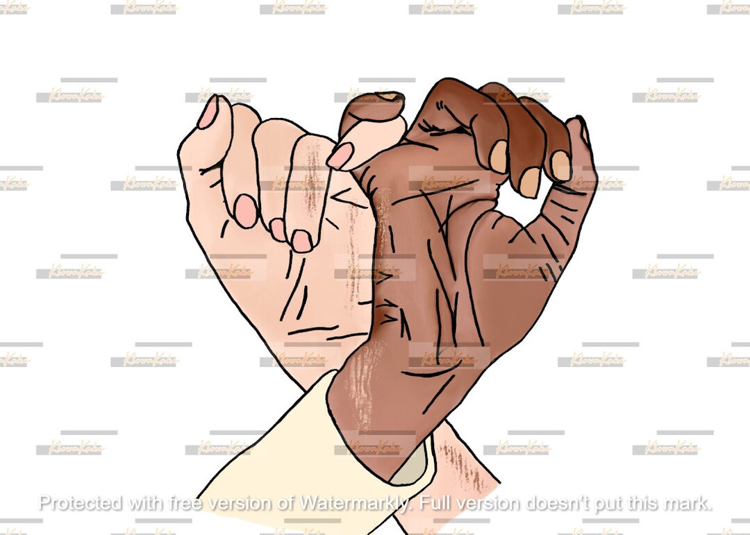 Equality Pinkies Linked Black and White Hands PNG Download Etsy