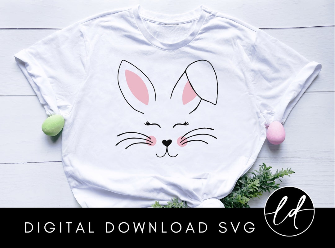 Cute Easter Bunny Face SVG PNG Cut File for Cricut, Easter Bunny Shirt ...
