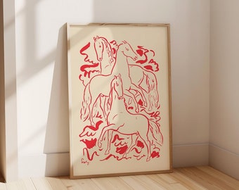 Equestrian Ink Illustration: Vintage Horse Art Print (Digital Download)