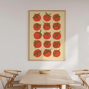 Eclectic Kitchen Wall Art Tomato Print Kitchen Wall Art Food Art Mediterranean Print Tomato Poster Retro Kitchen Print Tomatoes Wall Decor