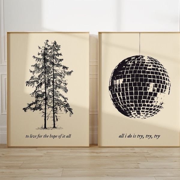 To Live For The Hope Of It All Printable Wall Art Set Of Two Folklore Bundle All I Do Is Try Mirrorball Poster Apartment Living Room Print