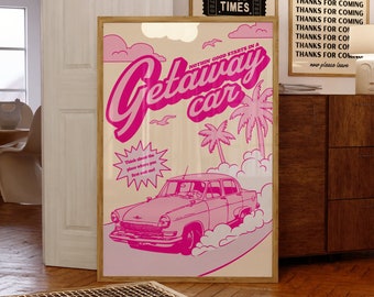 Getaway Retro Typography Printable Wall Art Reputation Print Instant Download Music Poster Dorm Room Apartment Decor Music Pink