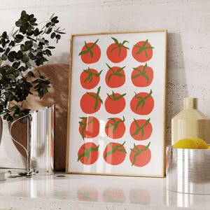 Tomato Print Kitchen Wall Art Food Art Mediterranean Print Eclectic Kitchen Wall Art Tomato Poster Retro Kitchen Print Tomatoes Wall Decor