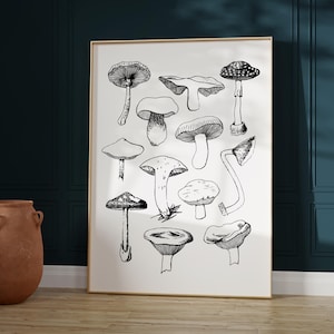 Cottagecore Mushroom Wall Art Vintage Fungi Printable Wall Art Botanical Wall Decor Forest Wall Art Poster Cottagecore Decor Art Print