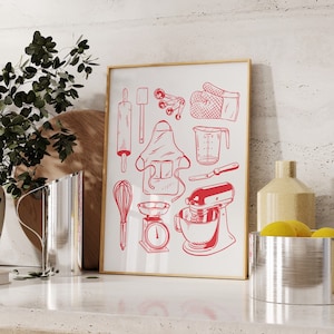 Aesthetic Kitchen Decor Baking Art Print Trendy Kitchen Wall Art Poster Baker Gift Idea For Kitchen Decor Bakery Decor Ideas Baking Art