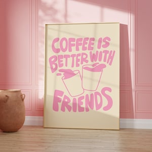 Pink Coffee Wall Art Coffee Bar Decor For Kitchen Wall Art Coffee Printable Wall Art Pink Aesthetic Poster For Coffee Bar Print For Kitchen