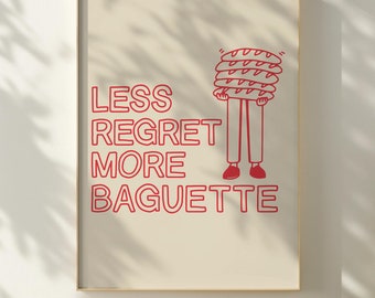 Hand Drawn Kitchen Wall Art Funny Kitchen Poster For Apartment Printable Wall Art For Dining Room French Baguette Print Funny Wall Art