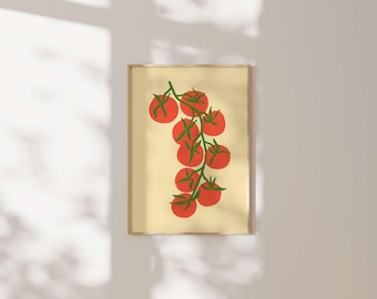 Tomato Girl Kitchen Wall Art Food Illustration Printable Wall Art Dining Room Poster Hand Drawn Tomato Art Aesthetic Kitchen Art Prints
