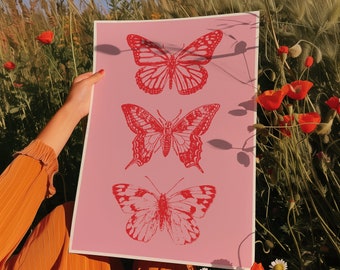 Girly Printable Wall Art Butterfly Print For Dorm Room Wall Decor Printable Wall Art For Bedroom Budget Friendly Wall Art Aesthetic Posters